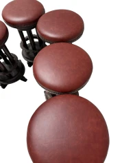 Six Art Deco Amsterdamse School Stools with Leather Tops, 1920s